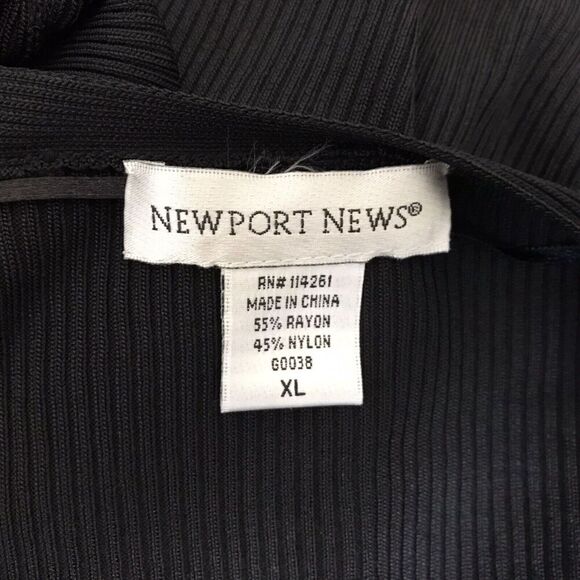 Newport News Sweater Womens Size XL Black Ribbed Long Sleeve Long Cardigan - Picture 7 of 11